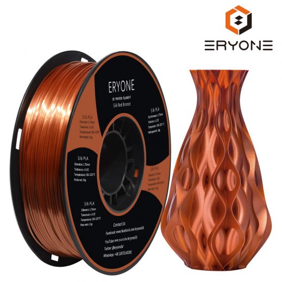 ERYONE Silk PLA Filament for 3D Printer, 1.75mm, Tolerance: ±0.03mm, 1kg (2.2LBS)/Spool, Copper