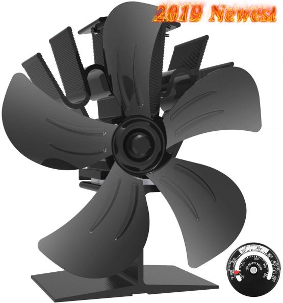 Stove Fan-5-Blade Heat Powered Stove Fans for Wood/Log Burner/Fireplace,Silent,Environment Friendly,Black