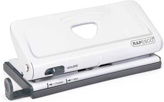Rapesco 1321 Adjustable 6-Hole Organiser/Diary Punch, White
