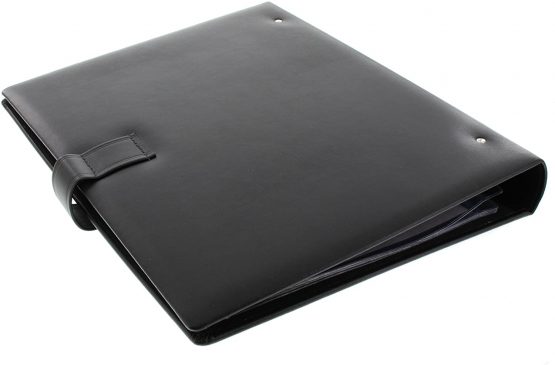 goldbuch 54958 Document Folder for DIN A4 Documents, Ring Binder Folder with 5 Pockets Expandable Folder with Lock Orginal Folder Made of Real Leather Approx. 29 x 36 cm Black - Image 2