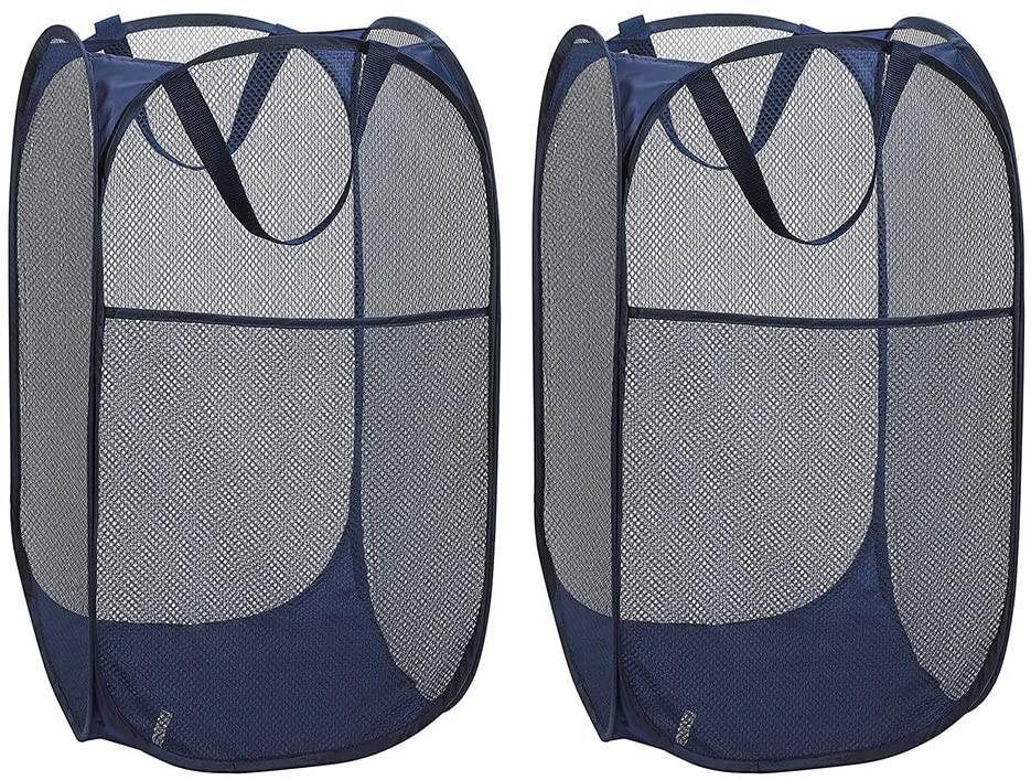 Large Pop Up Foldable Laundry Basket Mesh Hamper Washing Clothes Bag Storage Bin 