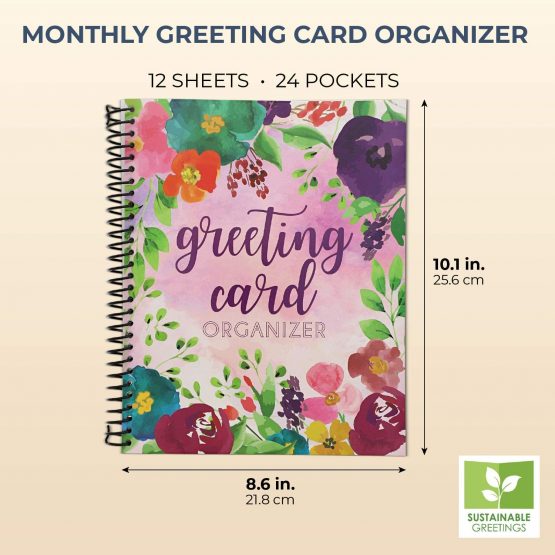Sustainable Greetings Floral Greeting Card Organizer Book – 10 x 8.5 Inches - Image 2
