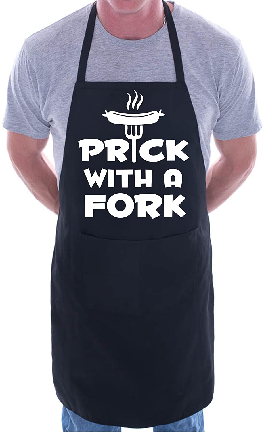 Print4U Prick With a Fork BBQ Cooking Funny Novelty Apron Black