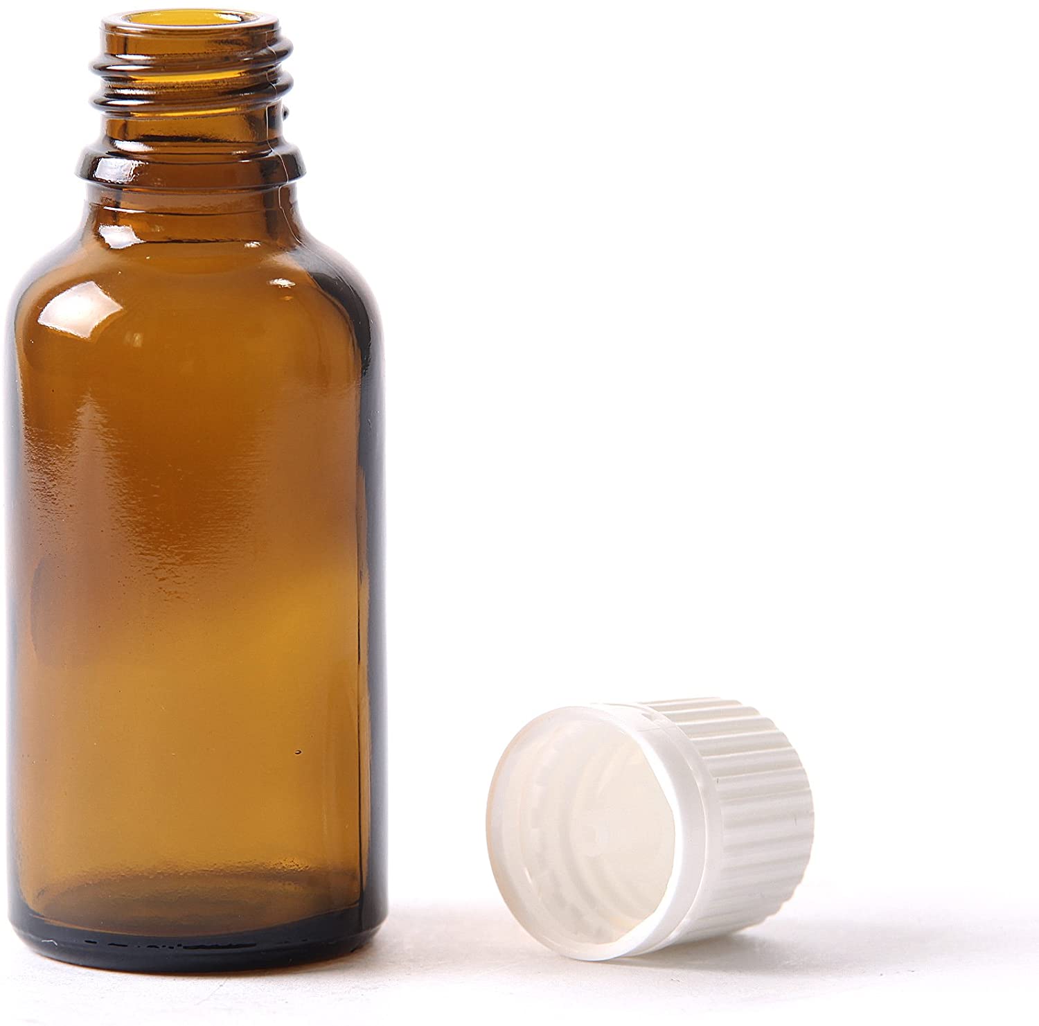 50ml Amber Glass Boston Round Bottle (with White Tamper Evident Cap & Dropper) (10)