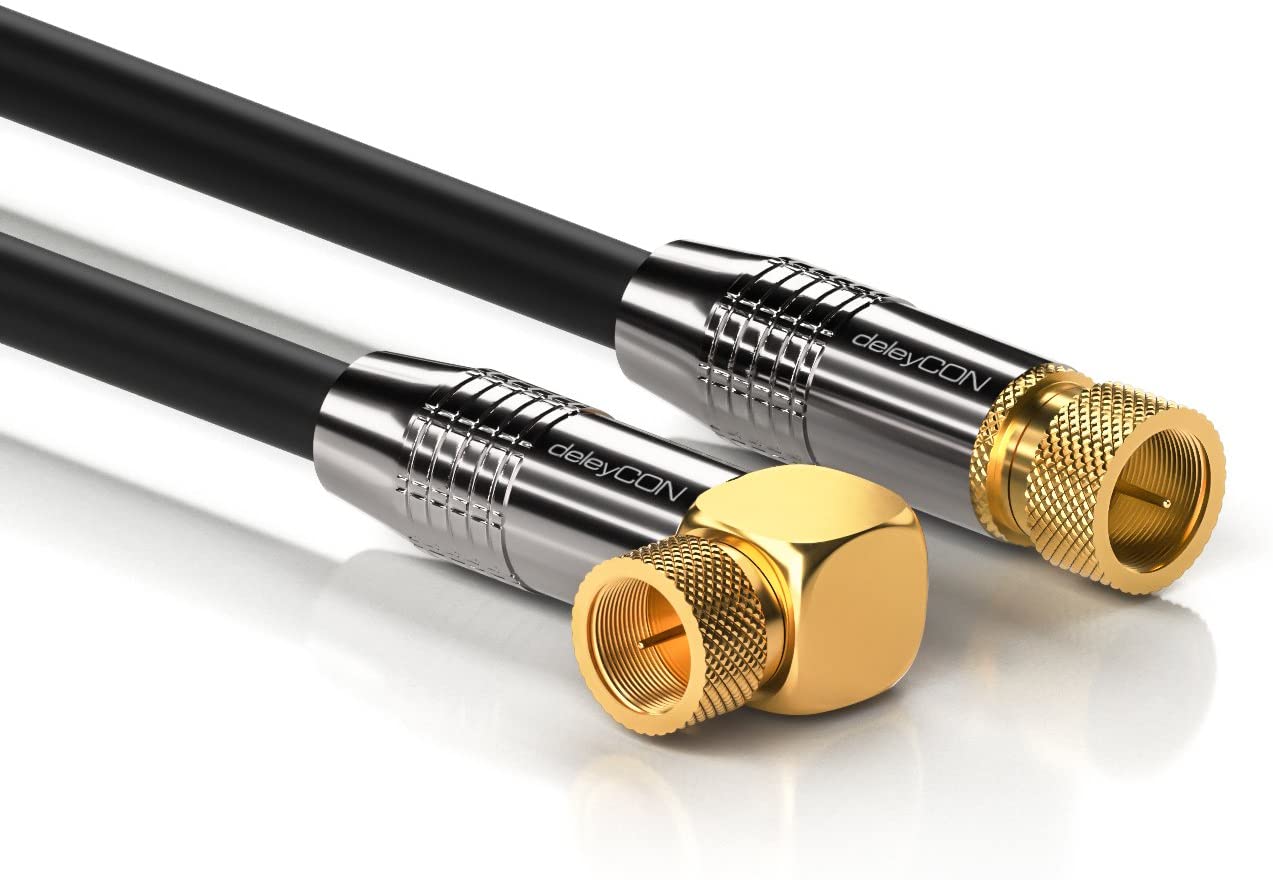 deleyCON SAT Cable - 90°/Straight - Gold Plated, Black, 15m - Image 2