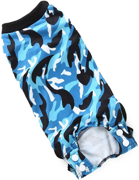SELMAI Dog Recovery Body Care Prevent Licking E Collar Alternative Puppy Clothes Pet Cat Wearing for Skin Diseases Wounds Post Operative Body Suit One Piece Fashion Camouflage Design, Pink XS - Image 4