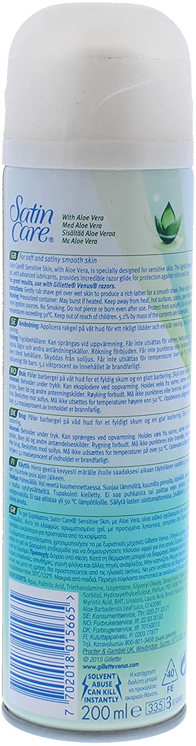Gillette Satin Care Shaving Gel Sensitive, 200ml, 200 ml (Pack of 1) - Image 2