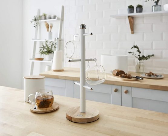 Swan SWKA17510WHTN Nordic Scandi Mug Tree with Non-slip Bamboo Base, Cotton White, Steel, One Size - Image 3