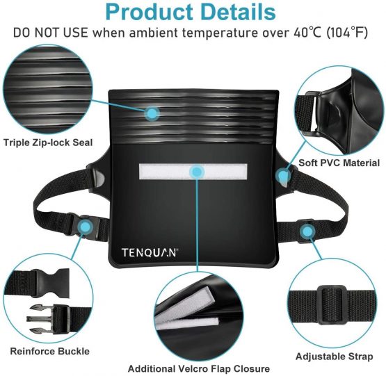 TENQUAN 2 Waterproof Cellphone Dry Bag Case & 1 Waterproof Pouch Dry Bag Case Waist Strap with Waist/Shoulder Strap Pack, Black (2 Case + 1 Pouch) - Image 4