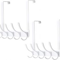 Dseap Over the Door Hook Hanger, Heavy Duty Over the Door Towel Rack Coat Rack for Clothes Hat Towel, White, 2 Packs