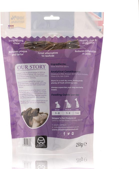 SKIPPER'S Premium Wolf Fish Skin Twists 250gm - Handmade & Gently Air-Dried - Healthy & Highly Nutritious Dog Dental Sticks Long Lasting - Rich in Omega 3 & 6 Oils Dog Chews - Image 3