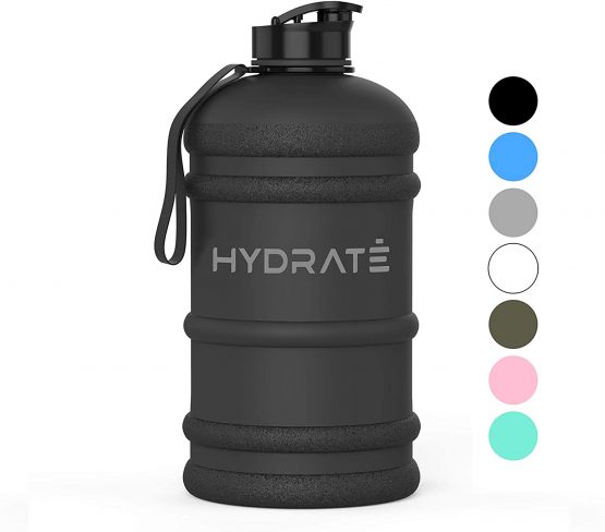 HYDRATE XL Jug 2.2 Litre Water Bottle - BPA Free, Flip Cap, Ideal for Gym - Colour Options (Matte Black)