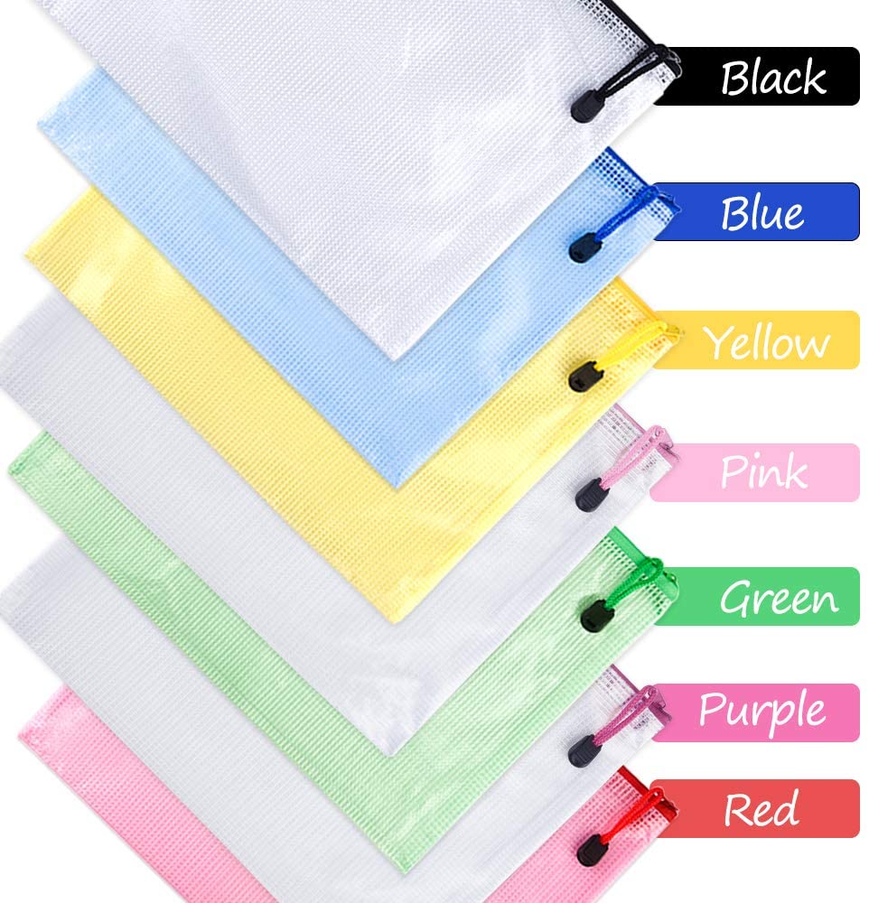 TUPARKA A5 Zipp File Wallets PVC Ziplock Bag Mesh Document Bags for School Office Cosmetics Receipts Storage Homework Storage - Image 2