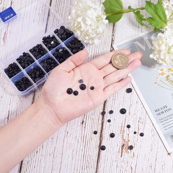 PandaHall Elite 760pcs 5 Sizes 4mm-10mm Round Doll Eyes Assorted Size Resin Flat Back Cabochon Stuffed Toy Eyes for Bears Dolls DIY Making, Black - Image 3