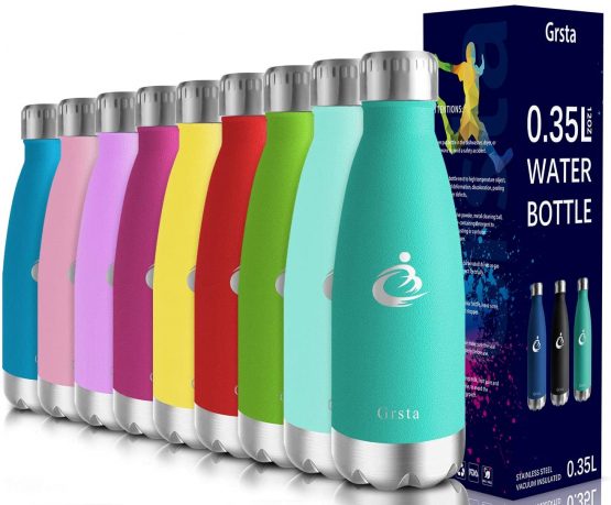 Grsta Metal Water Bottle 500ml, Stainless Steel Vacuum Insulated Water ...