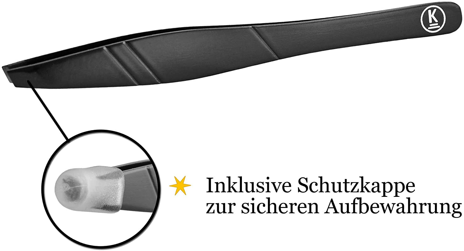 K-Pro Eyebrow Tweezer, Slant - Stainless Steel and Beautiful Design (Black), 9cm - Image 4