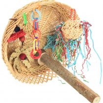 Parrot Essentials Busy Birdie Parrot Perch and Toy Playstation - Colourful Parrot Toy Activity - Encourages Mental, Physical Exercise - Non-Toxic Bird Toys for Budgie, Conure, Macaw, Other Pet Birds