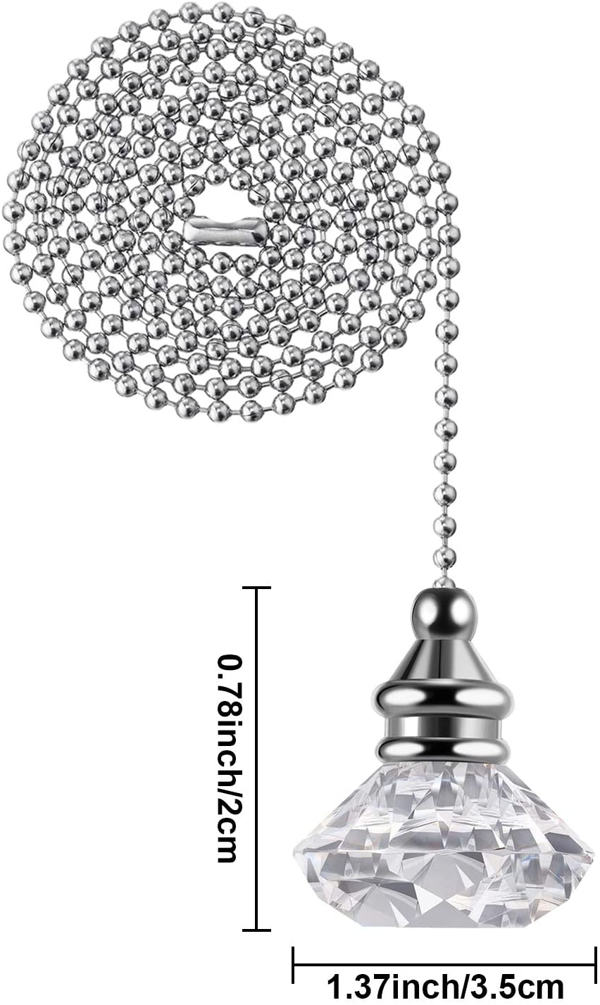 JOVITEC 2 Pieces Pull Chain Ceiling Fan Pull Chain Ornaments Light Pull Chain Extension Decorative Crystal Pull Chain - Image 2