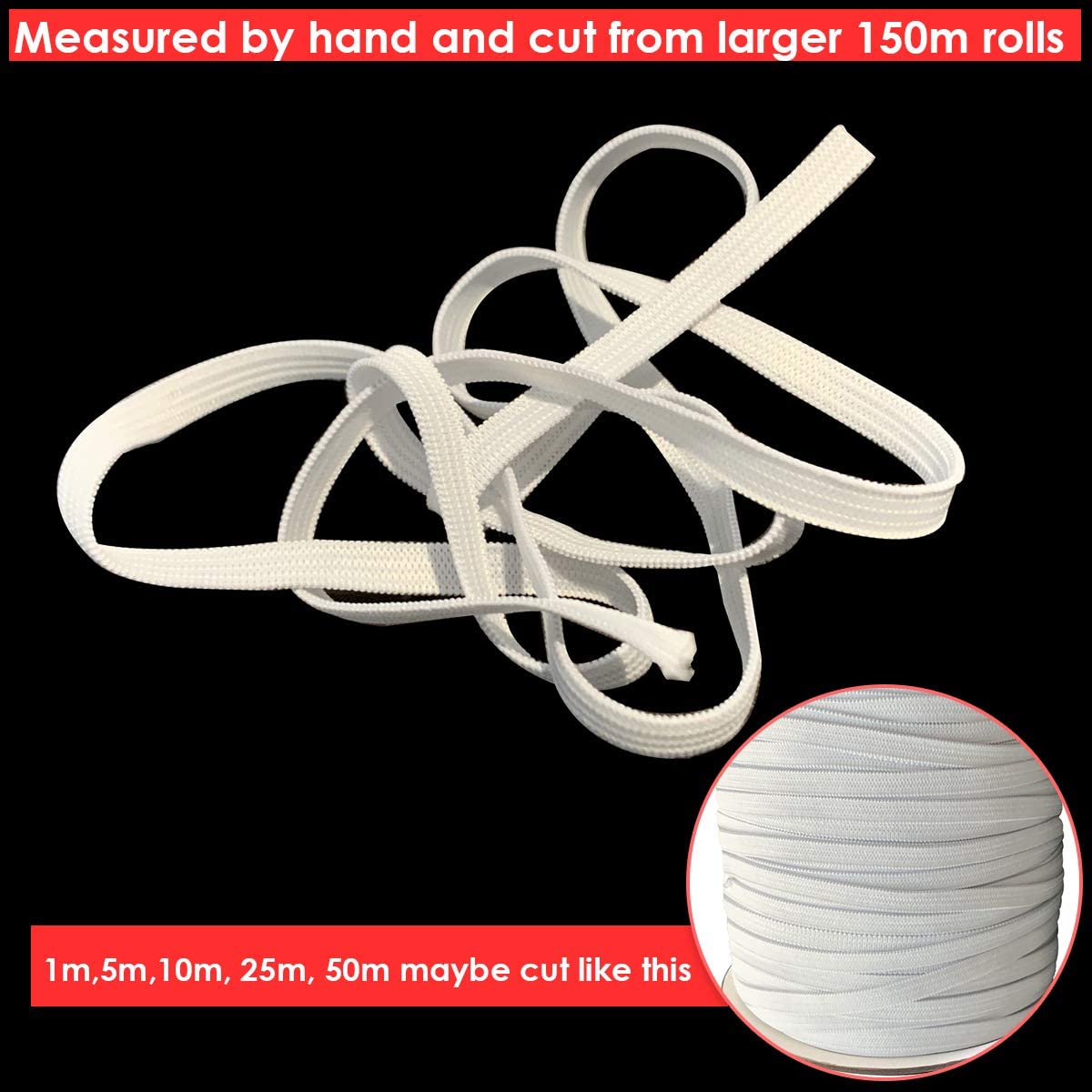 Trimming Shop Flat Elastic Band 7mm Braided Elastic Band Stretch Strap Smooth Elastic Cord for Dressmaking Headband Sewing Clothing - Image 2