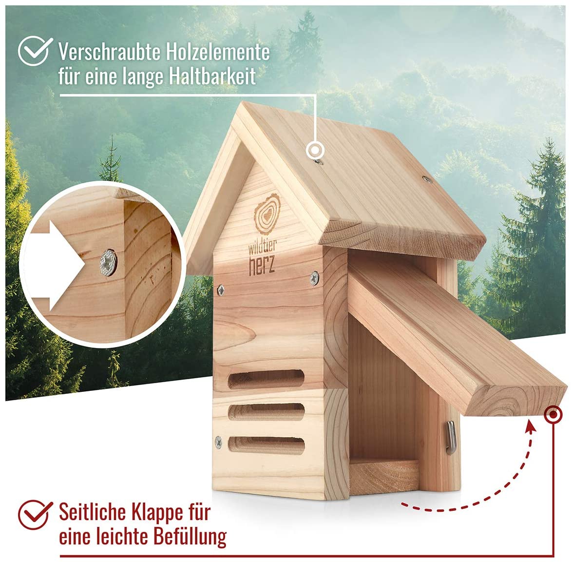 wildtier herz Ladybird House – Wooden Insect Hotel, Weatherproof, Made from  Untreated FSC Wood, Nest Nesting Box, Ladybird House for Garden – BigaMart