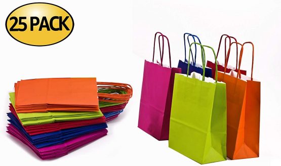 Paper Shopper with Twisted Paper Handle, Assorted Colours, 18 x 8 x 25, Pack of 25