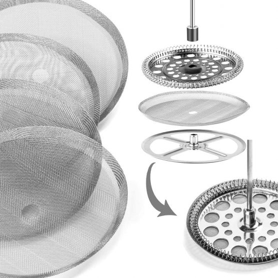 6 Pack French Press Replacement Filter Screen,Reusable Stainless Steel Mesh Filters for Universal 1000 ml / 34 oz / 8 Cup French Press Coffee Makers - Image 3