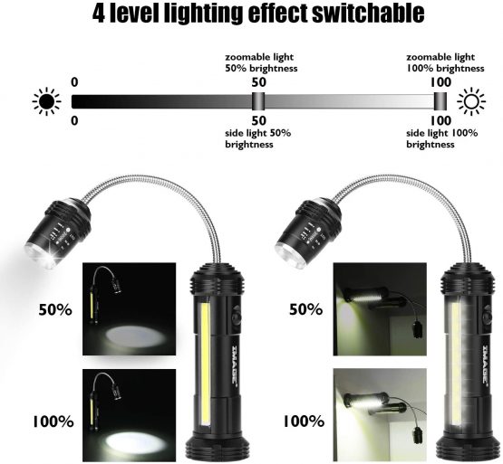 IMAGE BBQ Light 2 Pack Magnetic Barbecue Grill Light with Side Lamp Zoomable 360° Adjustable BBQ Lights Grilling Accessories for Outdoor Camping, Picnic, Workshop, Garage Lighting - Image 3