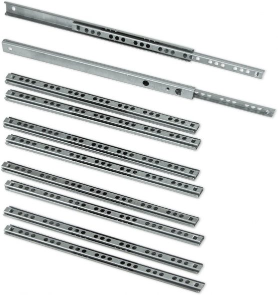 Emuca 3009905 Set of 5 pairs (10pcs) of partial extension ball bearing runners/slides 17mm x 310mm for drawer