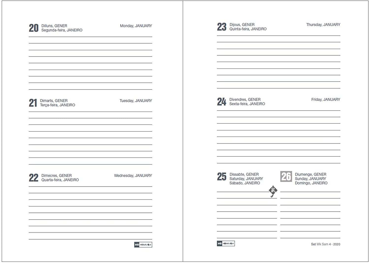 Miquelrius 31490 - 2020 Diary, Week View Horizontal (90 x 140 mm), Pocket, Iceberg, Catalan, 90 x 140 mm (SVH) - Image 2