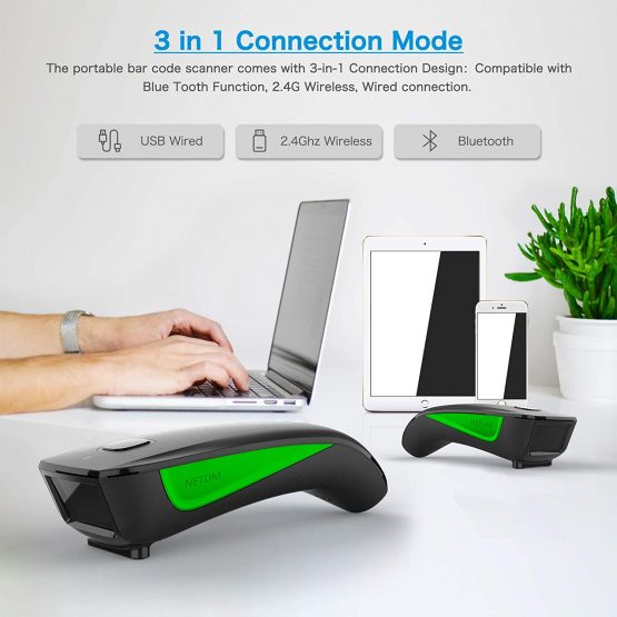 NETUM C740 Wireless Barcode Scanner Bluetooth Compatible, Small Pocket USB 1D Scanner for Inventory, Bar Code Image Reader for Tablet iPhone iPad Android iOS PC POS - Image 3