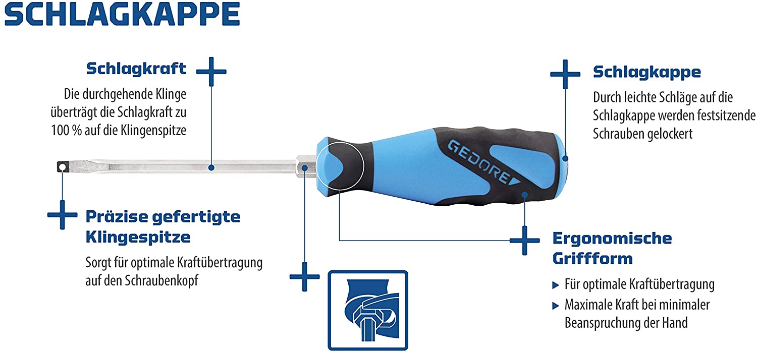 Gedore SK 2154 PH-06 3-Point Screwdriver Set including Impact Head, Multicoloured - Image 2