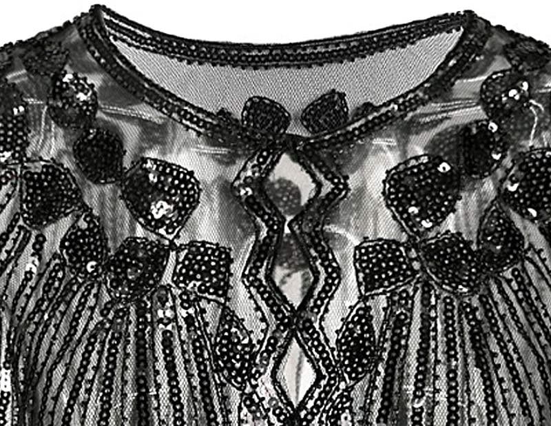 1920s black shawl gatsby bolero sequin cape shrug wrap for women ladies flapper art deco vintage dress costume (Black, One Size) - Image 2