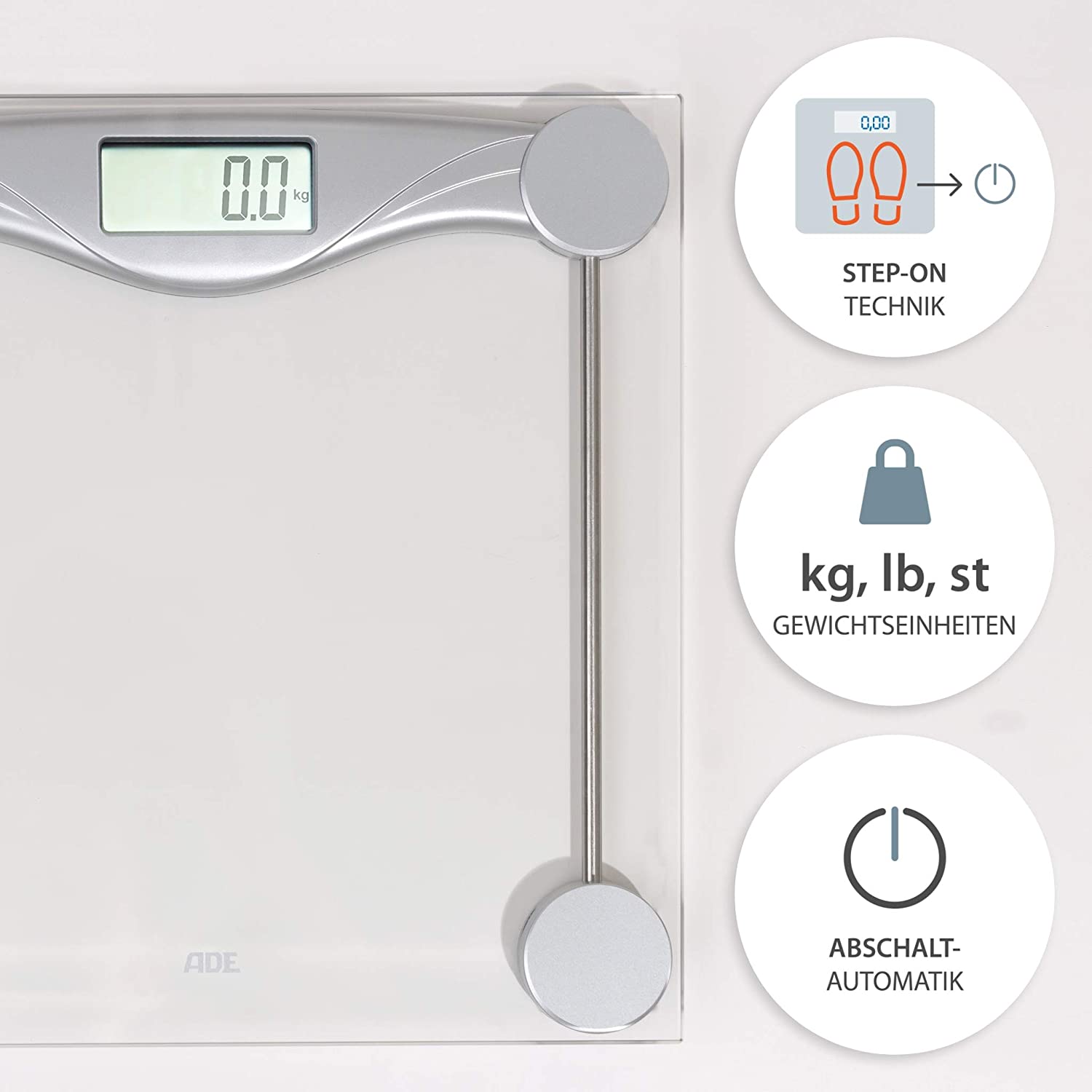 ADE BE1510 Olivia Digital Bathroom Scale, One Size, 180 kg, Silver - Image 3