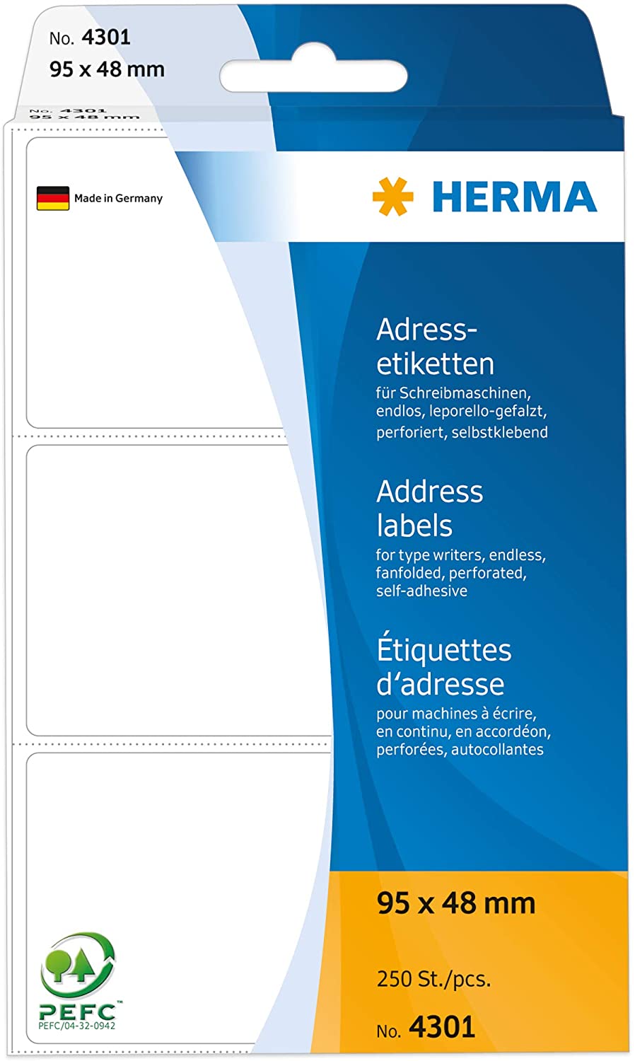 Herma 95 x 48 mm Paper Matt Address Labels - White (Pack of 250)