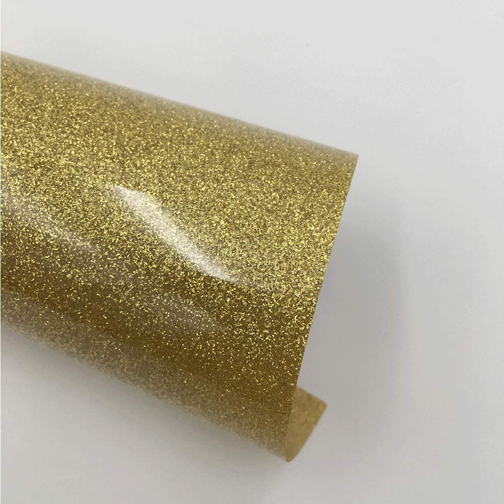 YURROAD 40" x 12" Glitter Heat Transfer Vinyl Gold Glitter HTV Vinyl Iron On Clothes - Gold Glitter Vinyl - Image 2