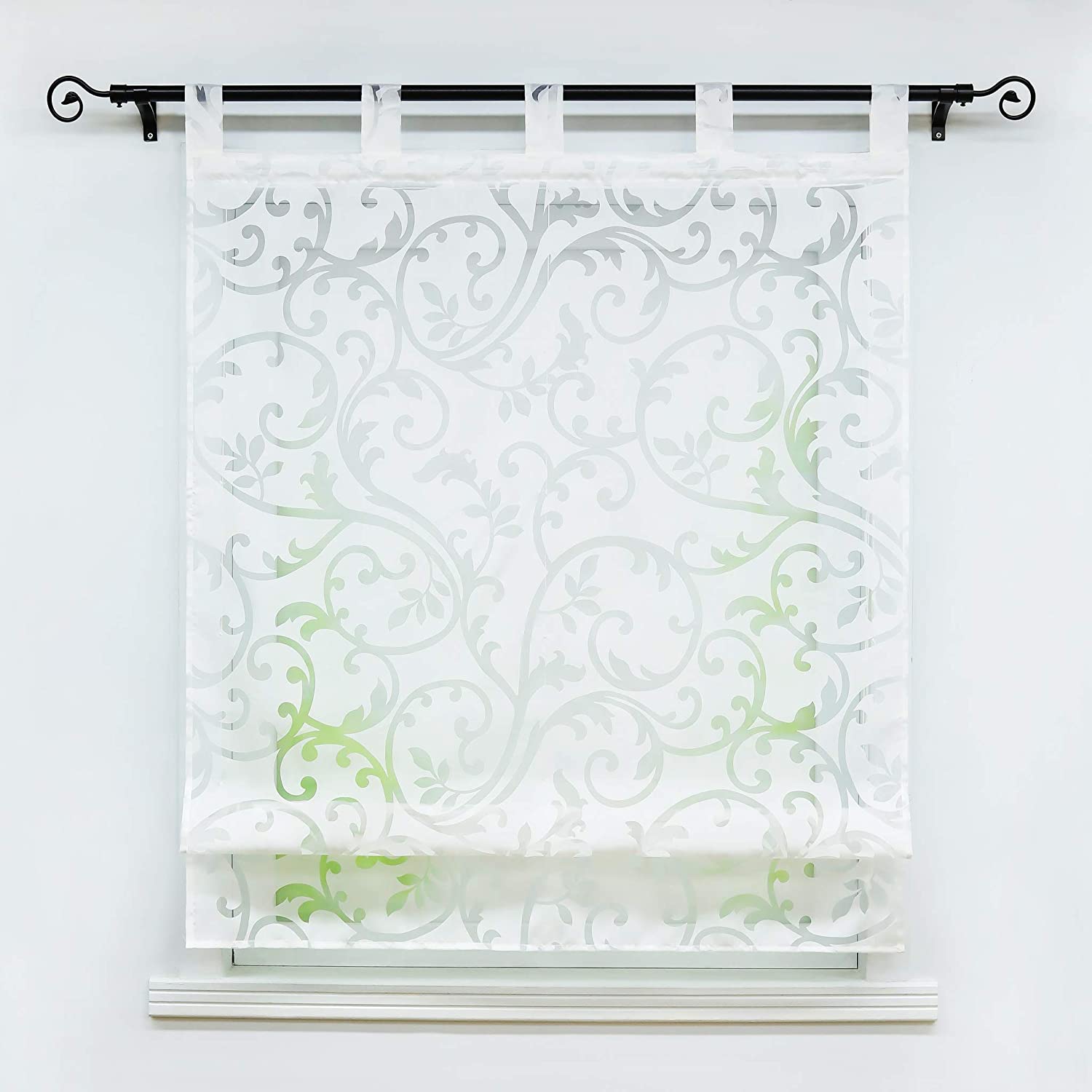Joyswahl Jessica Roman Blind Burn-Out Curtains with Loops, White, BxH 60x140cm, 60W x 140H cm - Image 2
