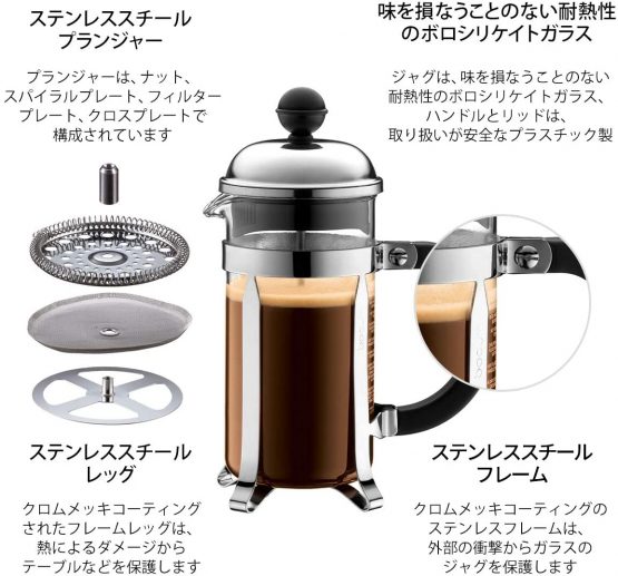 BODUM Chambord 3 Cup French Press Coffee Maker, Chrome, 0.35 l, 12 oz - Image 4