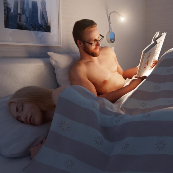 ledscom LED Reading Light/Wall Light Han, Swan Neck, Chrome, Switch, Warm White, 2 Pcs - Image 3