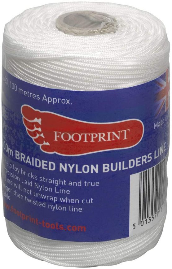 Footprint 623 Bricklayers Line-Finely Braided Nylon-Made in Britain, White, 100 Meters