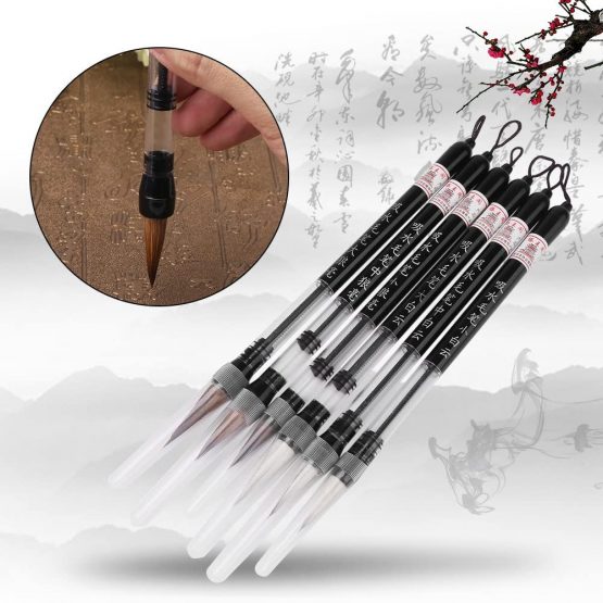 6 Pcs/Set Water Brush Pen, Piston Water Color Brush Chinese Japanese Calligraphy Pen for Beginner Painting Reusable Brush Drawing Pen Art Supplies - Image 3