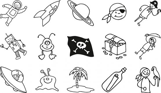 Baier & Schneider Pirate & Space Wooden Rubber Stamps Stamp Set for Children, 1.5 x 1.5 cm - Image 4