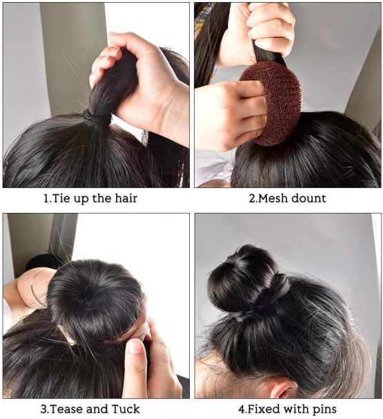 Donut Bun Maker,MORGLES Hair Bun Donut 4pcs Hair Bun Maker Brown With Large Bobby Pins Black 10pcs - Image 4