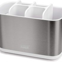 Joseph Joseph 70531 Bathroom Easy-Store Steel Toothbrush Caddy, Large- White/Steel