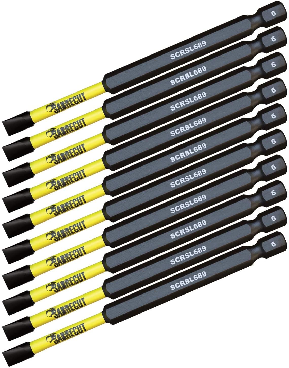10 x SabreCut SCRSL689_10 89mm SL6 Slotted Magnetic Impact Screwdriver Driver Bits Set Single Ended Heavy Duty - Image 2