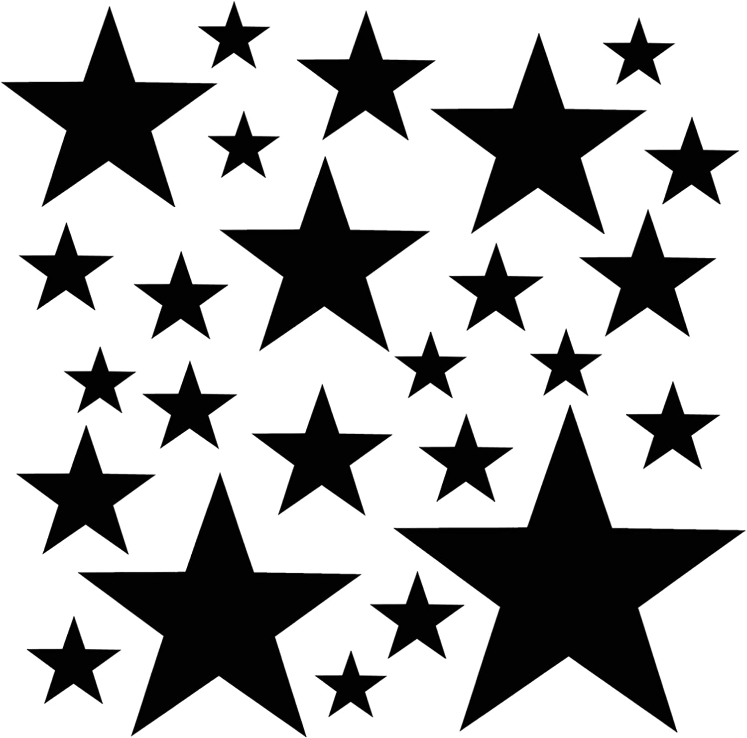 PREMYO Set of 32 Star Wall Stickers Kids - Nursery Decor Easy to Apply - Decals for Bedrooms for Girls Boys Black