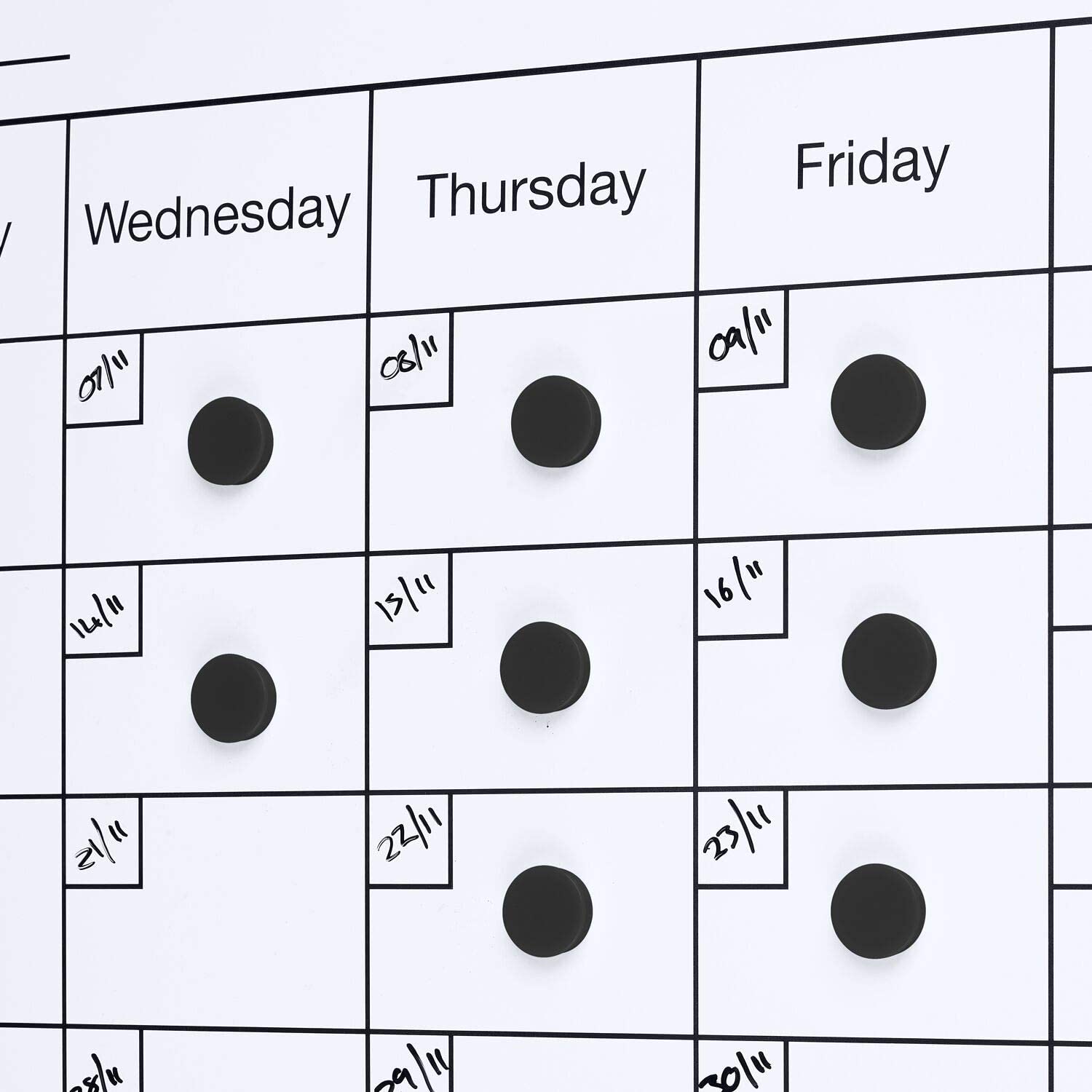 Scribble 30mm Round Whiteboard Magnets - 24 Pack Colourful Office Magnets for Classrooms Meeting Rooms & Lockers (Black) - Image 2