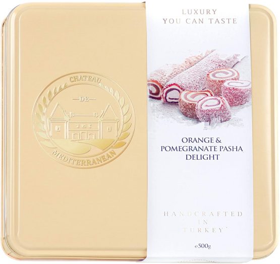 Pasha Turkish Delight Assorted Fruit Mix, Lokum Dessert Gourmet Gift Box Tin Gift Box, 500g, Chateau De Mediterranean - Image 2