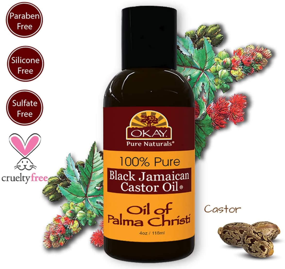 OKAY Pure Naturals Black Jamaican Castor Oil, 4 Ounce, 0.11 kg OKAY-COJB, No Color, 113.3 g (Pack of 1) - Image 4