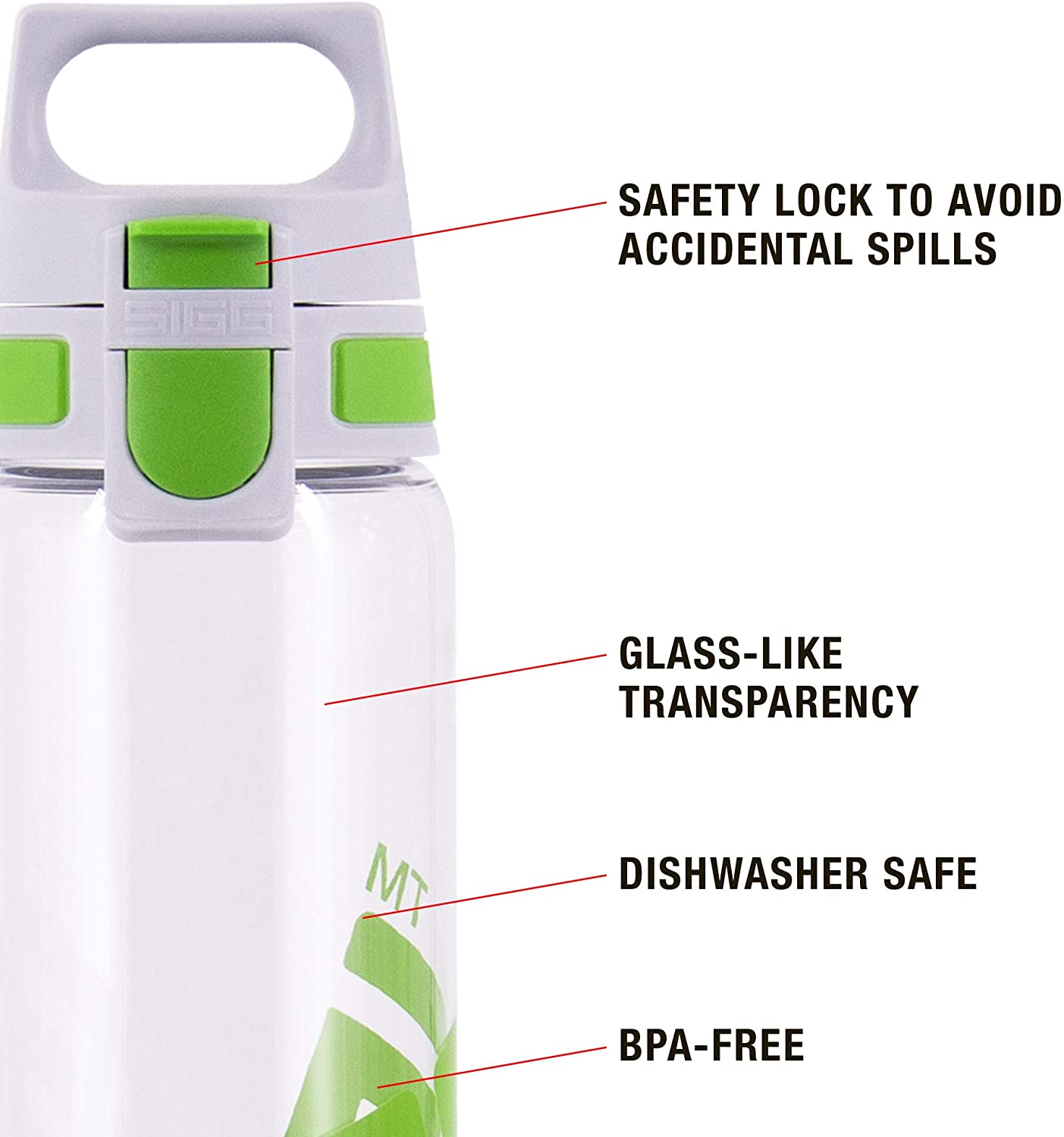 Sigg, Tritan Water Bottle, Total Clear ONE Green, Suitable For Carbonated Beverages, Dishwasher Safe, Leakproof, Lightweight - Image 4