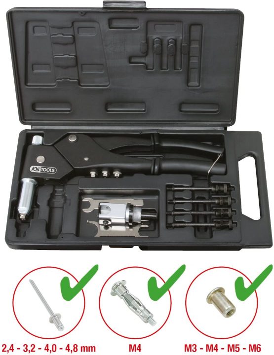 KS Tools 150.9610 Universal hand riveting tool set, 10 pcs - Image 2